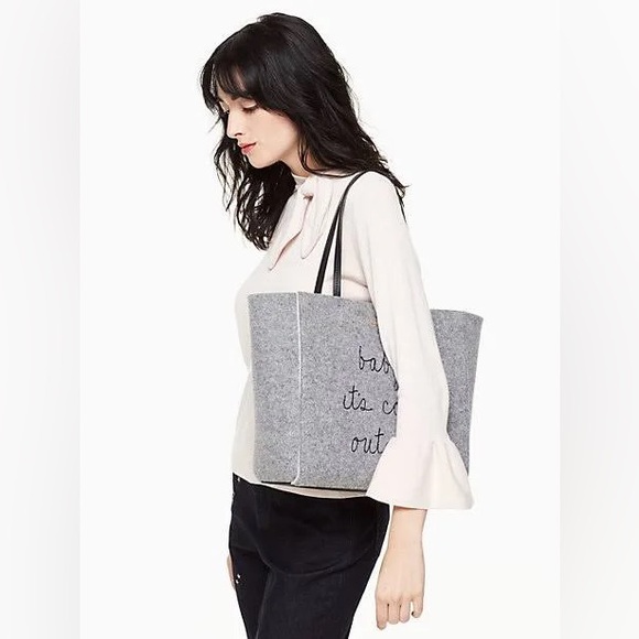 Kate Spade Baby It’s Its Cold Outside Gray Wool Tote ⛄️❄️ - Picture 2 of 9